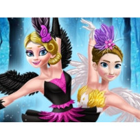 Ellie and Annie Black Swan and White Swa