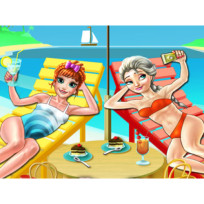 Elsa and Anna Beach Selfie